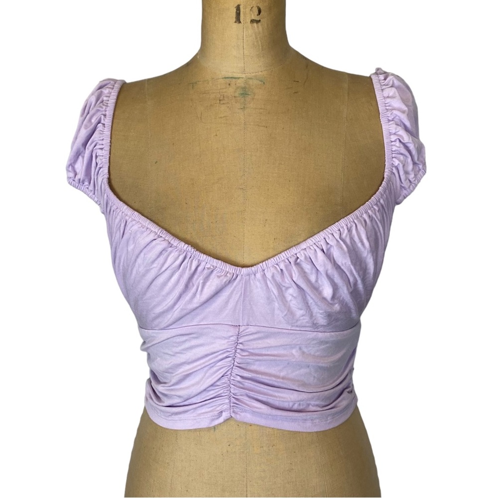 Intimately Free People Lilac Purple Peasant Ruched Detail Crop Top Size M